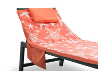 Telo Mare Microfibra Da Lettino Con Cuscino E Tasche Modello Miami Arancio