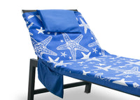 Telo Mare Microfibra Da Lettino Con Cuscino E Tasche Modello Miami Blu