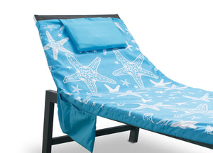 Telo Mare Microfibra Lettino Con Cuscino E Tasche Modello Miami Turchese