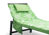 Telo Mare Microfibra Da Lettino Con Cuscino E Tasche Modello Miami Verde