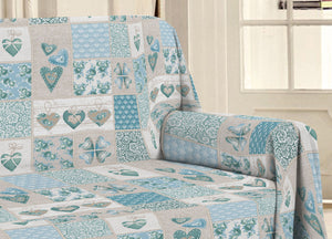 Telo Arredo Multiuso Linea Pensieri Delicati In 100% Cotone Disegno Primavera - Matrimoniale - Verde