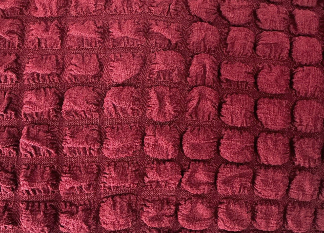 Copridivano Elasticizzato Arricciato Con Volants Tinta Unita Luxory Bordeaux - 2 Posti - Bordeaux