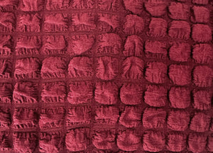 Copridivano Elasticizzato Arricciato Con Volants Tinta Unita Luxory Bordeaux - 2 Posti - Bordeaux