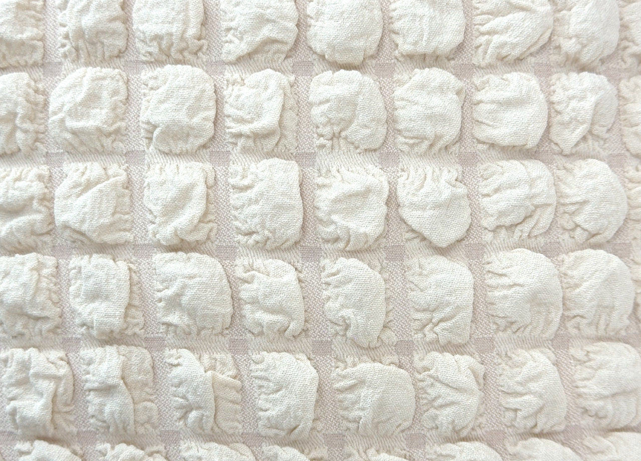 Copridivano Elasticizzato Arricciato Con Volants Tinta Unita Mod Luxory Panna - 2 Posti - Panna