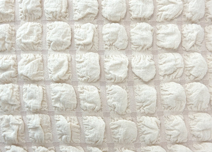 Copridivano Elasticizzato Arricciato Con Volants Tinta Unita Mod Luxory Panna - 2 Posti - Panna