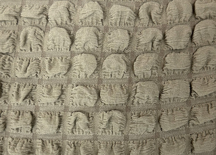 Copridivano Elasticizzato Arricciato Con Volants Tinta Unita Mod Luxory Tortora - 3 Posti - Tortora