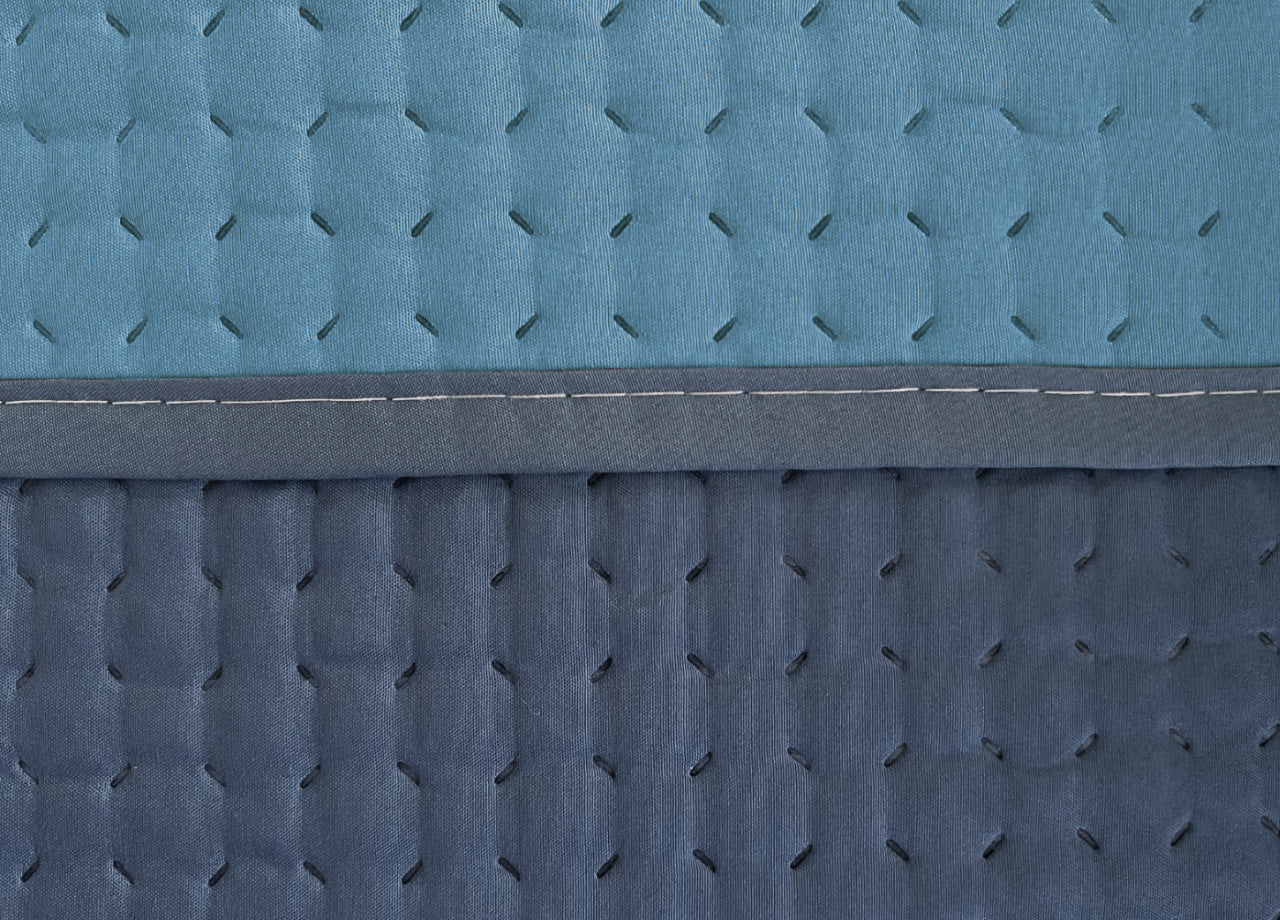 Quilt Trapuntino Estivo 100gr/mq Bicolor Double Face Tinta Unita Modello Cloe - Matrimoniale - Azzurro