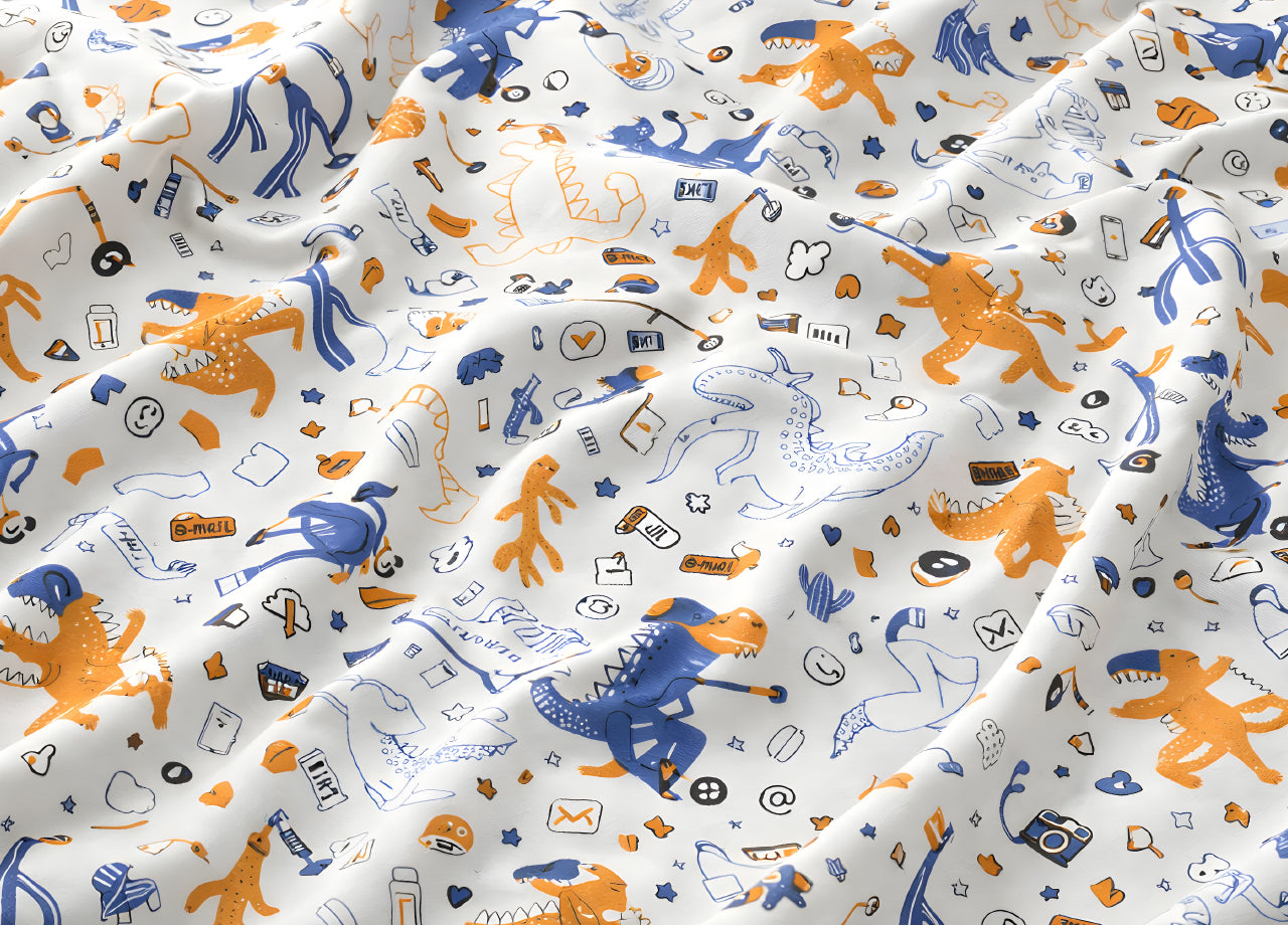 Sacco Copripiumino In 100% Cotone Made Italy Disegno Dino - Piazza E Mezza - Dino