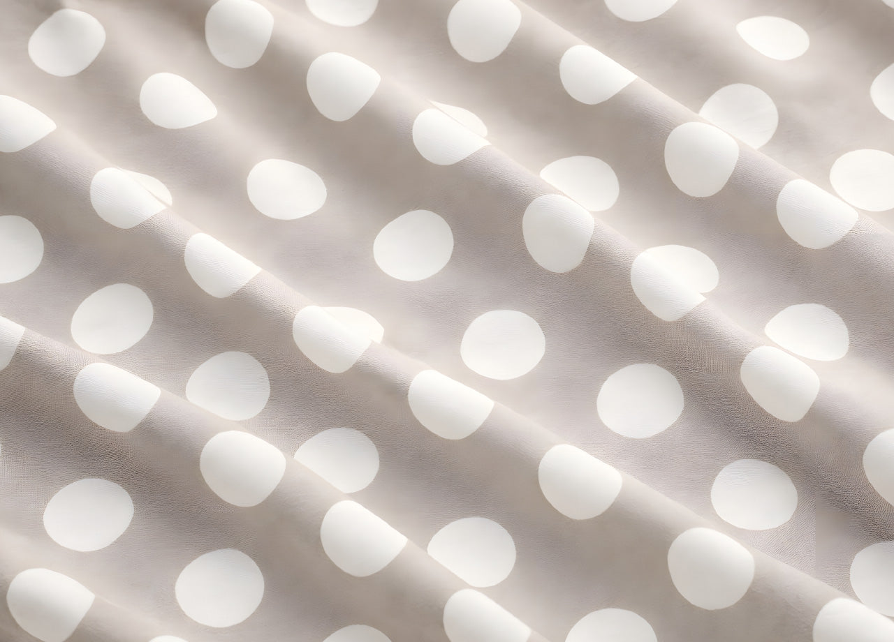 Sacco Copripiumino In 100% Cotone Made Italy Disegno Pois - Singolo - Beige