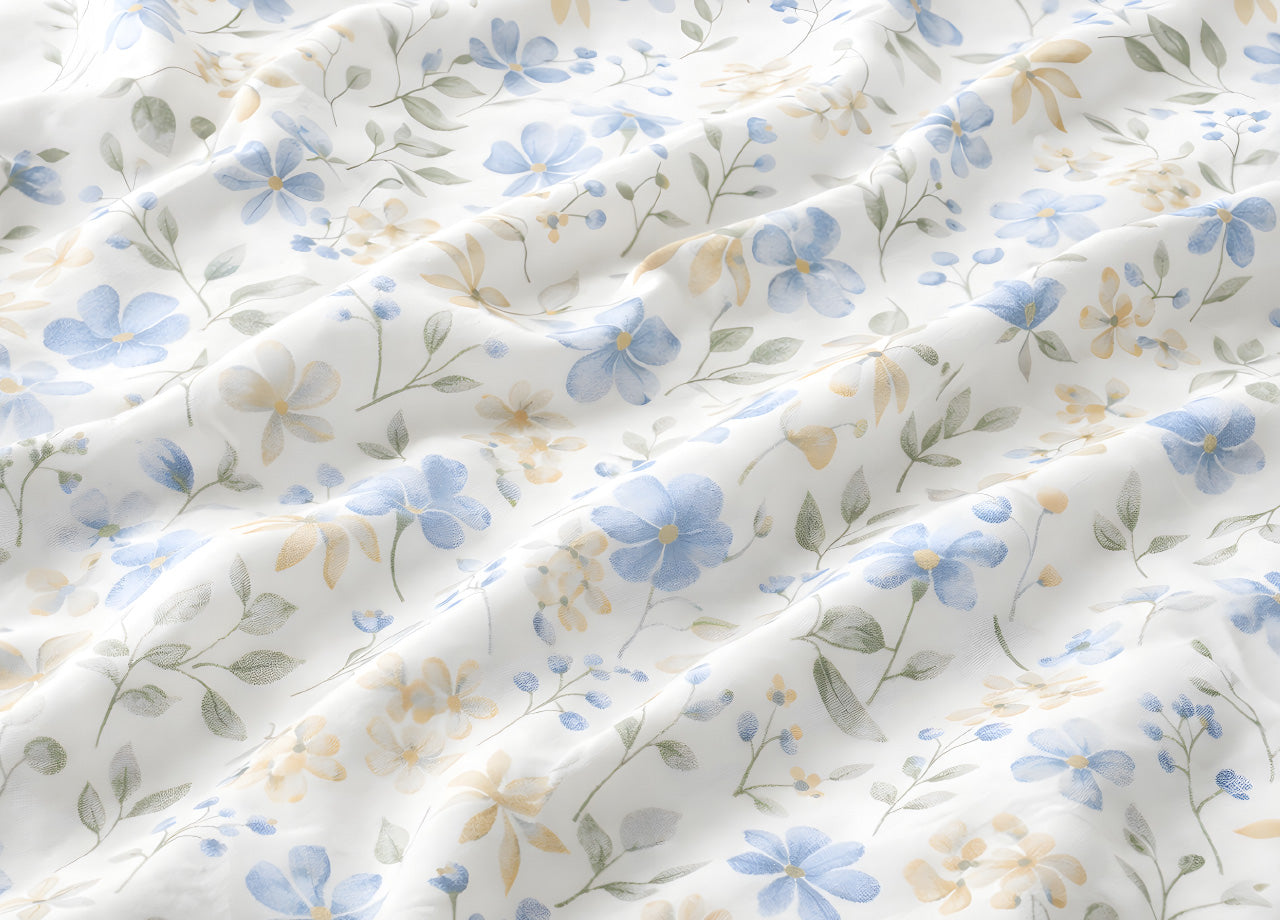 Sacco Copripiumino In 100% Cotone Made Italy Disegno Primavera - Piazza E Mezza - Azzurro