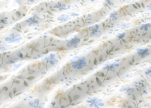 Sacco Copripiumino In 100% Cotone Made Italy Disegno Primavera - Piazza E Mezza - Azzurro