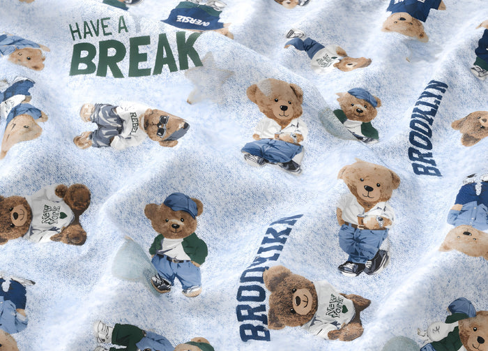 Sacco Copripiumino In 100% Cotone Made Italy Disegno Teddy - Singolo - Azzurro