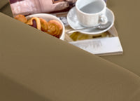 Copridivano-Copripoltrona Antimacchia Elasticizzato Tinta Unita Modello Magic - 2 Posti - Tortora