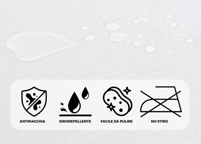 Tovaglia Cucina Soggiorno Antimacchia Idrorepellente Linen - 120x160 - Bianco