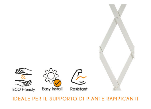 Traliccio Estensibile In PVC Per Piante Rampicanti Recinzione Giardino Balcone - 100x200 - Bianco