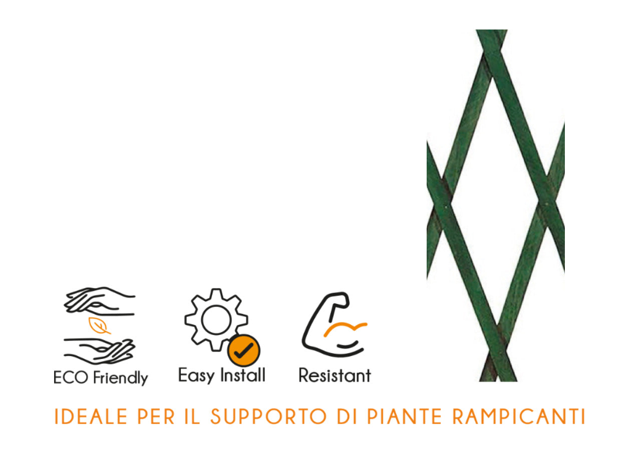 Traliccio Estensibile In Legno Per Piante Rampicanti Recinzione Giardino Balcone - 100x200 - Verde