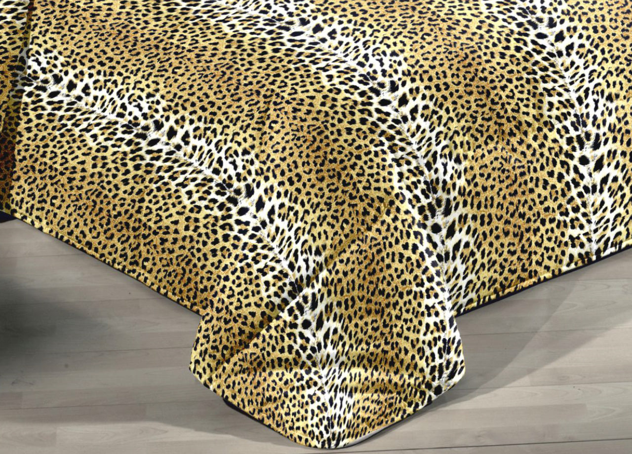 Trapunta Piumone Invernale Imbottita 300gr Microfibra Diadema Dis. Leopardato - Piazza E Mezza - D15