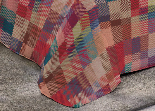 Trapunta Piumone Invernale Imbottita 300gr Microfibra Diadema Quadri - Piazza E Mezza - D21 Fucsia