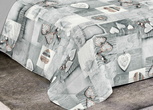 Trapunta Piumone Invernale Imbottita 300gr Microfibra Diadema Shabby - Piazza E Mezza - Grigio