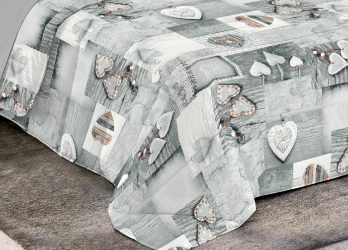 Trapunta Piumone Invernale Imbottita 300gr Microfibra Diadema Shabby - Piazza E Mezza - Grigio