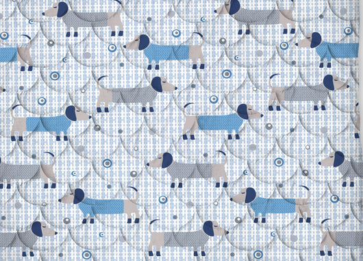 Trapuntino Piumino Estivo Linea Pensieri Delicati Disegno Bassotti Colore Azzurro - Singolo - Azzurro