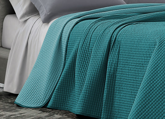 Quilt Trapuntino Estivo 100gr/mq Bicolor Double Face Tinta Unita Modello Cloe - Piazza E Mezza - Tiffany