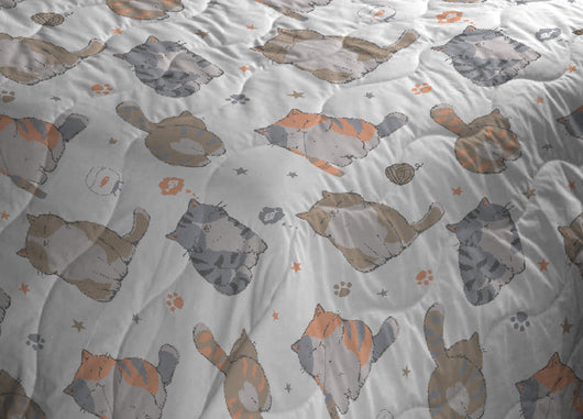 Trapuntino Piumino Estivo Primaverile 100gr/mq Leggero Disegno Gatti 25GI - Singolo - Gatti 25GI