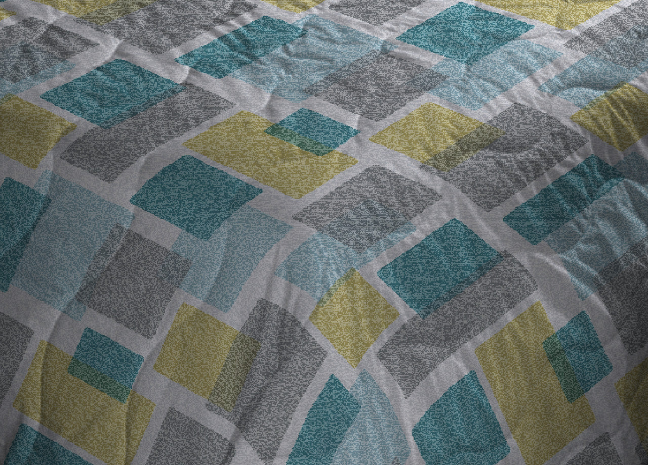 Trapuntino Piumino Estivo Primaverile 100gr/mq Leggero Disegno Square - 1 Piazza E Mezza - Azzurro