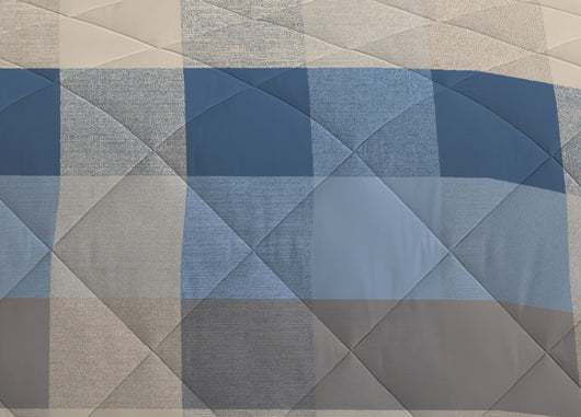 Trapunta Piumone Invernale 300gr Cotone Made Italy Disegno Scotland - Piazza E Mezza - Azzurro