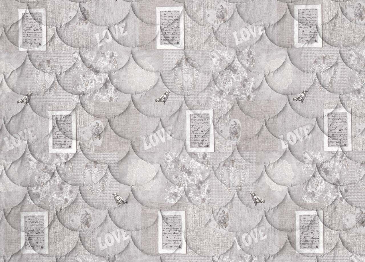 Trapunta Piumone Invernale Linea Pensieri Delicati Dis. Romantic Shabby Grigio - Singolo - Grigio