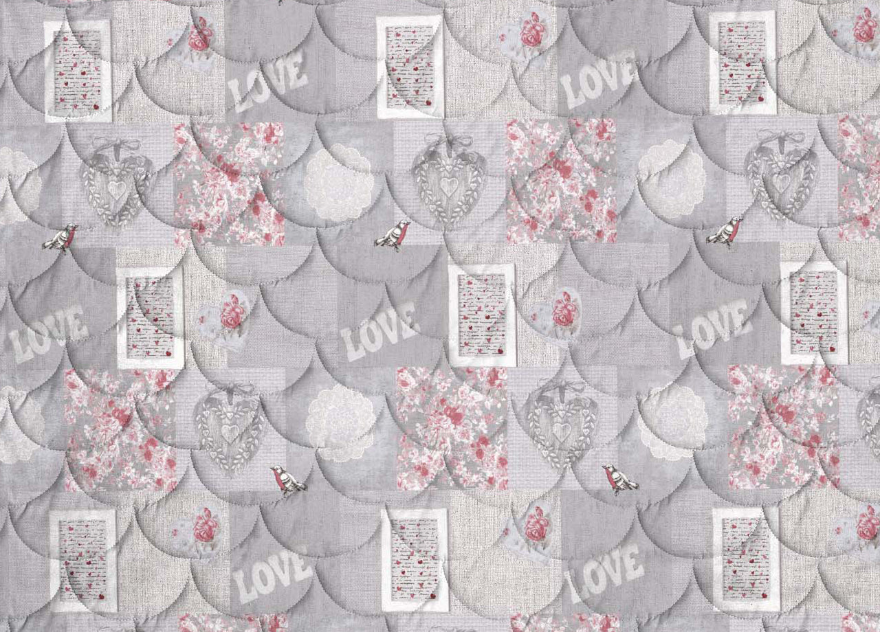 Trapunta Piumone Invernale Linea Pensieri Delicati Dis. Romantic Shabby Rosso - Singolo - Rosso