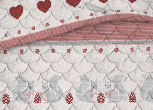 Trapunta Piumone Invernale Linea Pensieri Delicati Disegno Scoiattolo - Singolo - Rosso