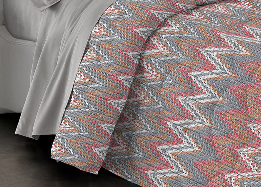 Trapuntino Piumino Estivo Pensieri Delicati Disegno Spinato Zig Zag - Matrimoniale - Corallo