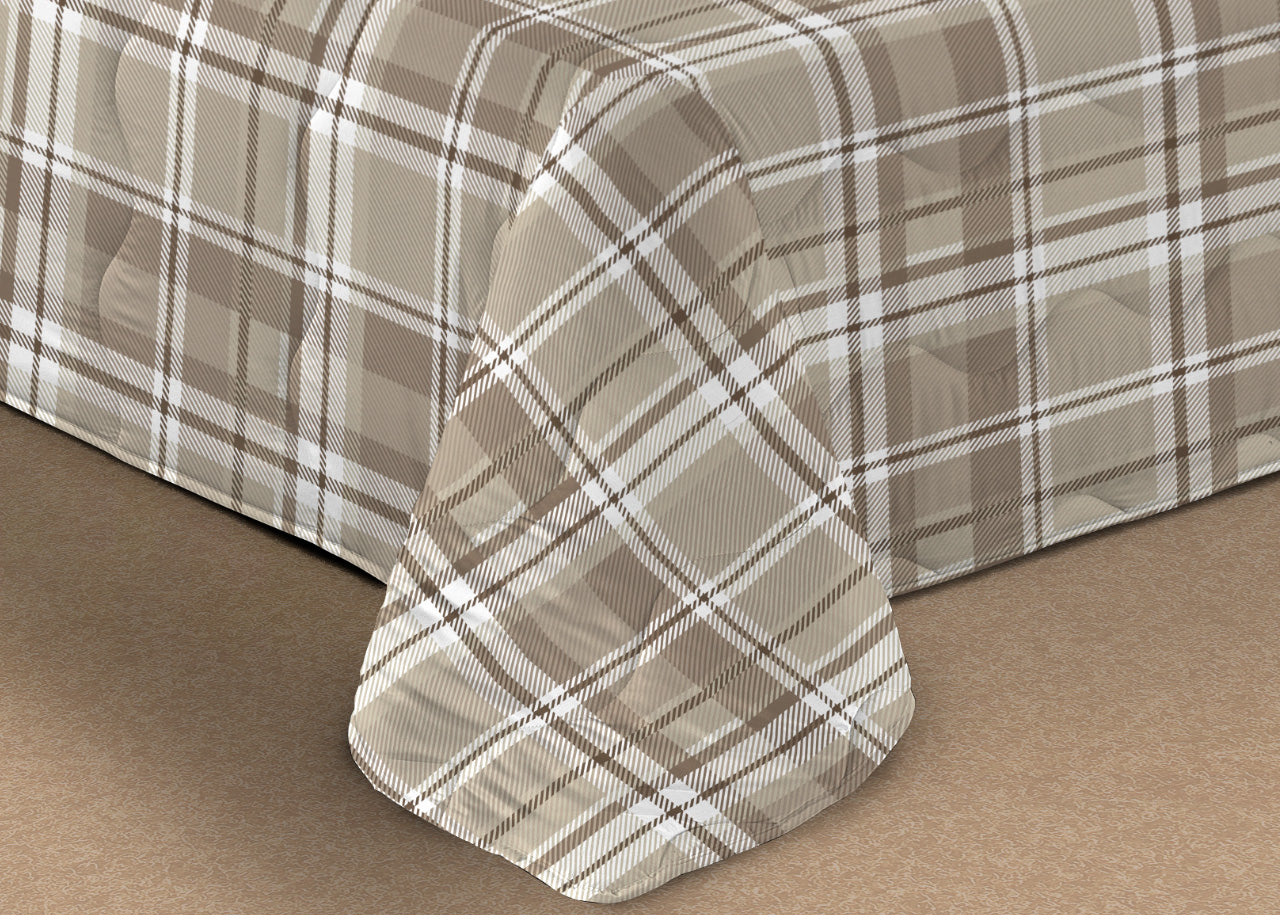Trapunta Piumone Letto Invernale Imbottita 300gr Scaldanotti Tartan - 1 Piazza - Beige