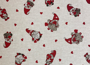 Tovaglia Natalizia Salotto/Cucina Tessuto Miros Made In Italy Disegno Mini Gnomi - 90x90 - Mini Gnomi