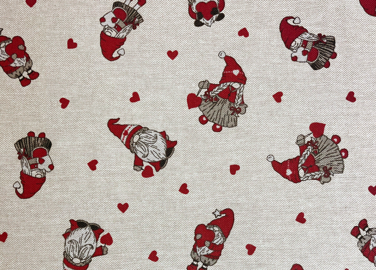 Tovaglia Natalizia Salotto/Cucina Tessuto Miros Made In Italy Disegno Mini Gnomi - 140x300 - Mini Gnomi