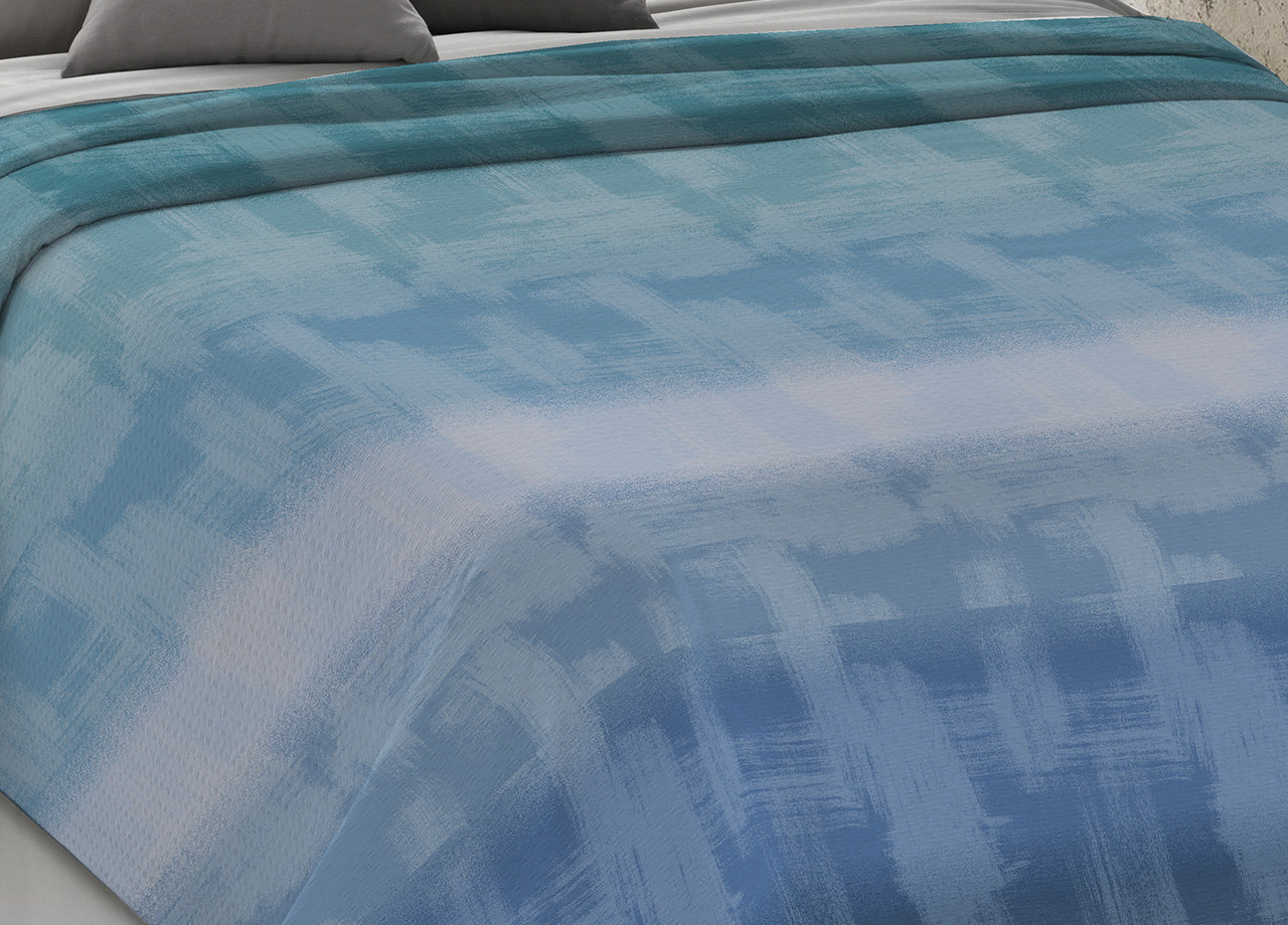 Copriletto Piquet Primavera Estate 100% Cotone Disegno Arcobaleno - Singolo - Blu