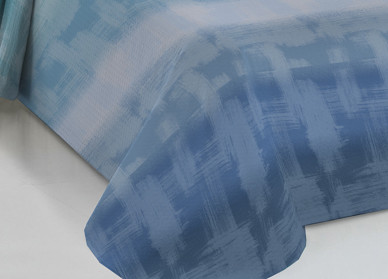 Copriletto Piquet Primavera Estate 100% Cotone Disegno Arcobaleno - Singolo - Blu