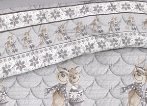 Trapunta Piumone Invernale Linea Pensieri Delicati Disegno Renna Grigio - Singolo - Grigio