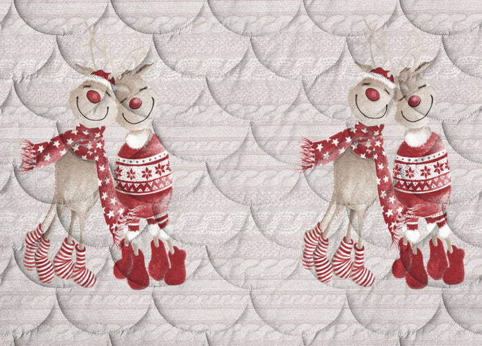 Trapunta Piumone Invernale Linea Pensieri Delicati Disegno Renna Rosso - Singolo - Rosso