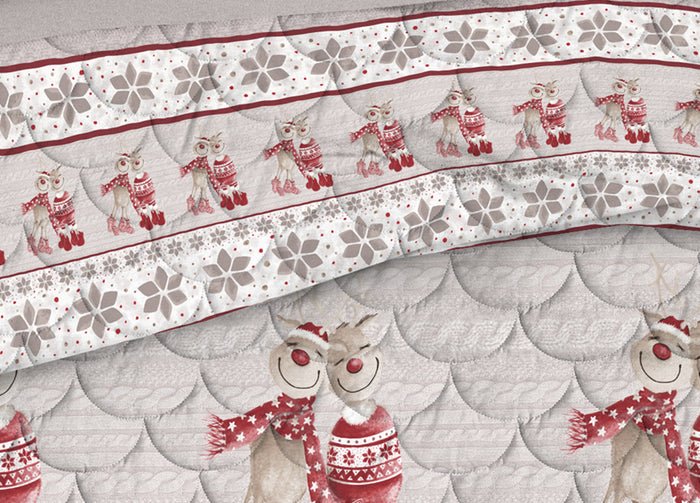 Trapunta Piumone Invernale Linea Pensieri Delicati Disegno Renna Rosso - Singolo - Rosso