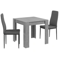 Set da Pranzo 3 Pezzi con Tavolo da Cucina 80x80x76 cm e 2 Sedie Moderne 41x50x97 cm, Grigio