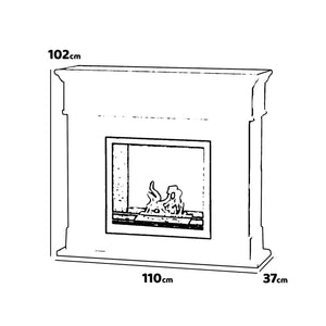 Cambridge - Camino a bioetanolo da terra in legno 110x37xH102 cm, colore bianco