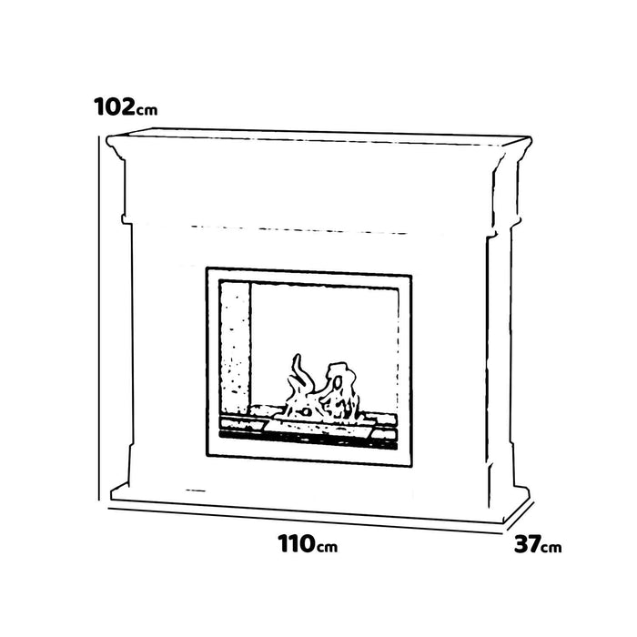 Cambridge - Camino a bioetanolo da terra in legno 110x37xH102 cm, colore bianco