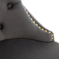 Set di 4 Sedie Grigio Imbottite in Velluto, Decorazioni in Rivetti e Anelli Rotondi, Gambe Dorate, 51x65,5x95 cm