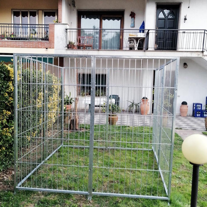 Recinto per cani box modulare solo perimetro 2x2 metri con zincatura a caldo