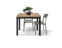 PAZZO DESIGN Tavolo allungabile, Rovere Rustico, Nobilitato melaminico, Made in Italy, Basamento Nero, 90 x 90 x 76,5 cm