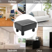 Poggiapiedi Rettangolare Rivestito in Ecopelle, 40x30x24 cm, Max. 100kg