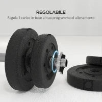 Set Pesi Manubri da 30 kg (8x2.5 kg, 4x1.5 kg) con 12 Dischi e 2 Manubri da 2 kg, 43x18x7.5 cm, Nero