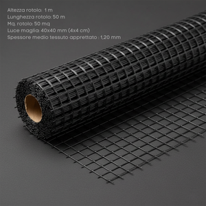 Rete in fibra di vetro 40x40 mm rinforzo massetti e intonaci 4 rotoli 1x50 m